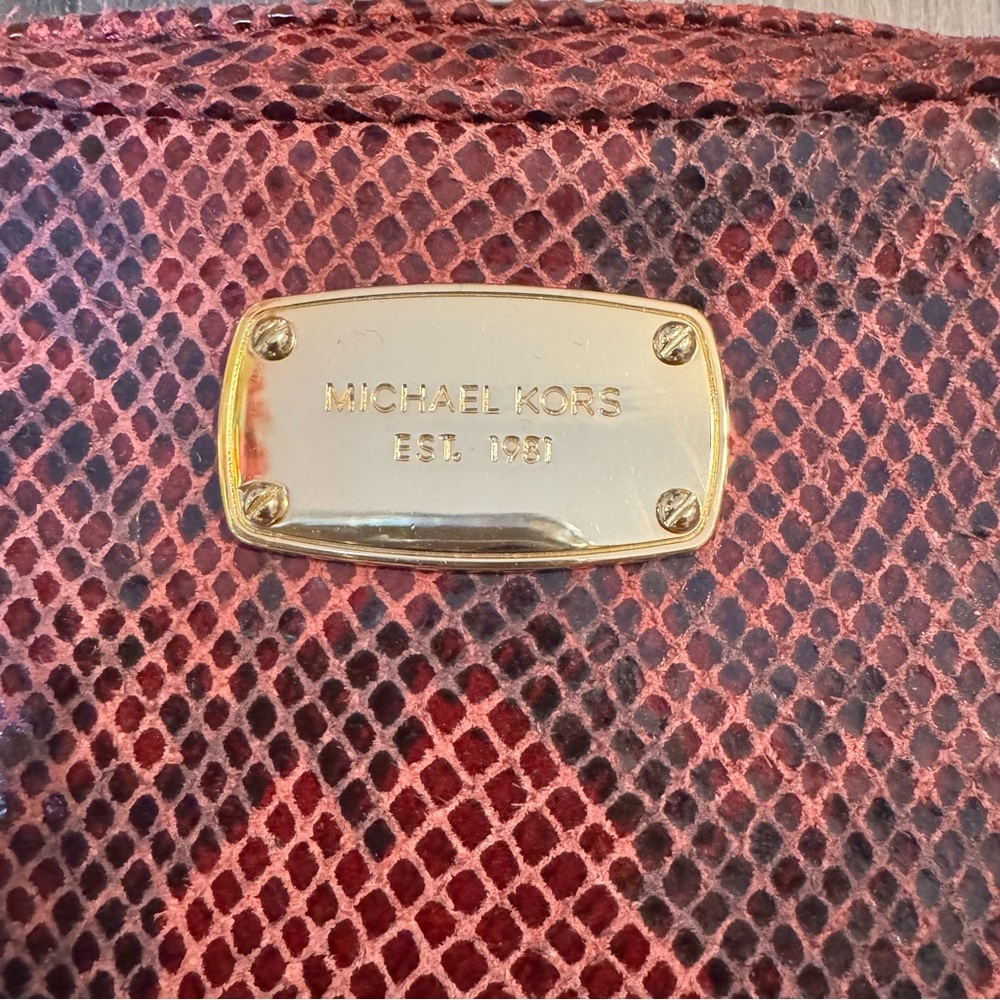 Michael Kors Hamilton Red Black Python Embossed L… - image 2